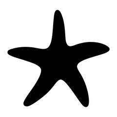 Poster - Simple five point black starfish silhouette on a white background graphic