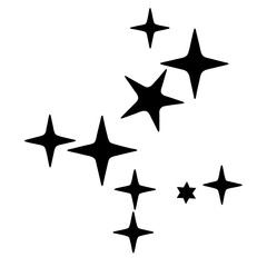 Poster - A constellation of minimalist black four pointed stars on a white background