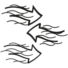 Poster - Flaming arrow set. Fiery motion symbol. Burning speed Vector. Hot energy graphic.