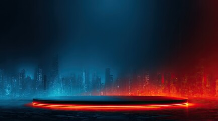 Aufkleber - Radiant Platform Illuminated in Vivid Colored Darkness