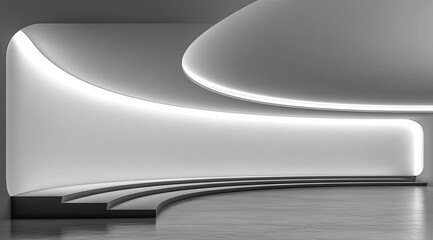Aufkleber - Minimalist Modern Interior Design Glowing White Structure