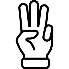 Poster - Counting hand showing three fingers outline icon vector