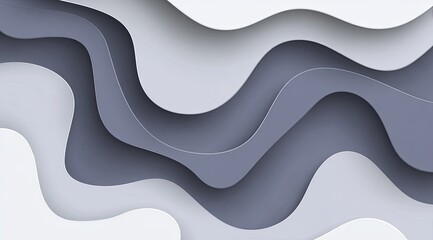 Aufkleber - Gentle Gray Tones Abstract Flowing Paper Cut Design