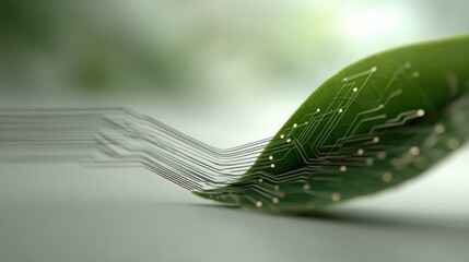 Poster - Close-up of a green printed circuit board with electronic circuitry and components.