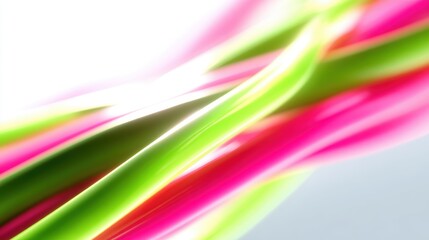 Poster - Abstract neon light trails on white background