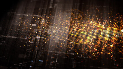 Poster - Futuristic digital screen matrix with encrypted data, hi-tech telemetry, and dynamic code patterns. Ideal for desktop displays, sci-fi UI, and cyber tech backgrounds