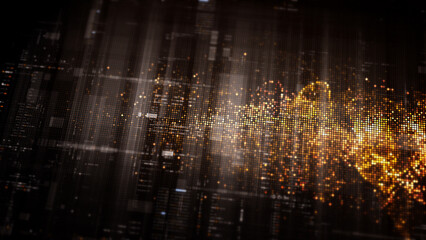 Poster - Futuristic digital screen matrix with encrypted data, hi-tech telemetry, and dynamic code patterns. Ideal for desktop displays, sci-fi UI, and cyber tech backgrounds