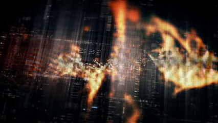 Poster - Futuristic digital screen matrix with encrypted data, hi-tech telemetry, and dynamic code patterns. Ideal for desktop displays, sci-fi UI, and cyber tech backgrounds