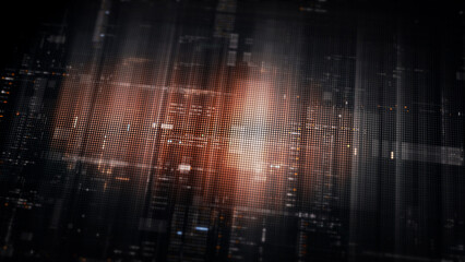 Poster - Futuristic digital screen matrix with encrypted data, hi-tech telemetry, and dynamic code patterns. Ideal for desktop displays, sci-fi UI, and cyber tech backgrounds