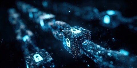 Poster - Futuristic digital technology lock security digital security digital data protection concept.