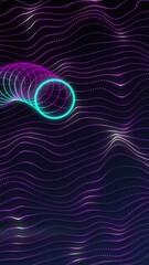 Poster - Animation of colorful circles over purple lines on black background