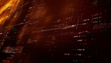 Poster - Futuristic digital screen matrix with encrypted data, hi-tech telemetry, and dynamic code patterns. Ideal for desktop displays, sci-fi UI, and cyber tech backgrounds