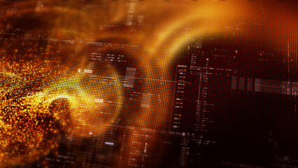 Poster - Futuristic digital screen matrix with encrypted data, hi-tech telemetry, and dynamic code patterns. Ideal for desktop displays, sci-fi UI, and cyber tech backgrounds