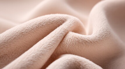 Poster - Ultrashort close up of luxurious soft beige velvet fabric with folds and smooth texture.
