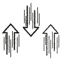 Poster - Vertical arrow trio. Up down set. Split motion Vector. Bold flow graphic.