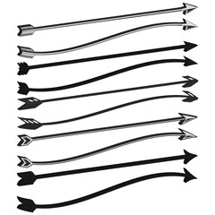 Poster - Curved arrows flow. Wavy direction icon. Flexible path Vector. Dynamic motion design.