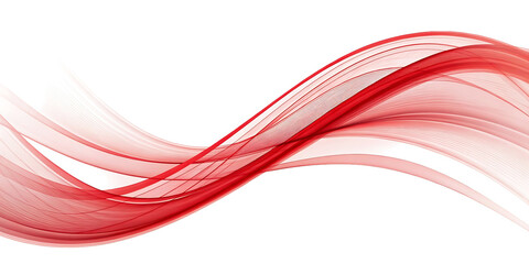 Poster - Abstract flowing red waves with delicate lines isolated on transparent background