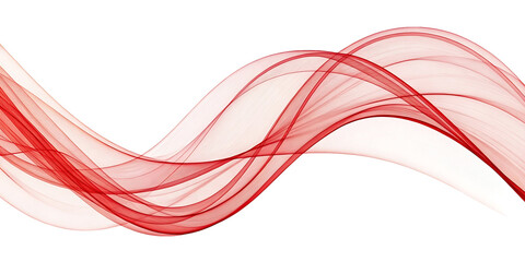 Poster - Abstract flowing red waves with delicate lines isolated on transparent background