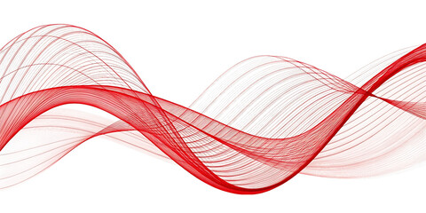 Poster - Abstract red flowing lines with textured brush strokes isolated on transparent background