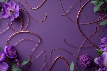 Poster - Modern Purple Wallpaper with Rose Gold Accents for Contemporary Home Decor