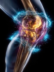 Poster - Vibrant digital illustration of a dynamic explosive energy burst within cosmic environment.