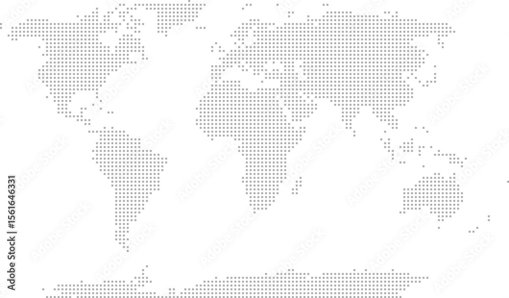 Simplified world vector map with square dot grid (Natural earth ...