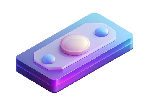 Modern abstract geometric shape with rounded buttons and gradient colors in a minimalist 3d isometric style