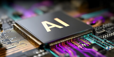 Leinwandbilder - High Tech Artificial Intelligence Microchip with Circuitry for Advanced Computing.