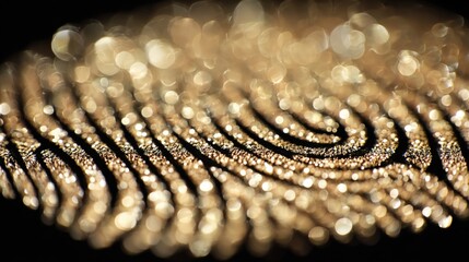 Poster - Close-up shot of shimmering gold glitter particles on textured surface in macro view.