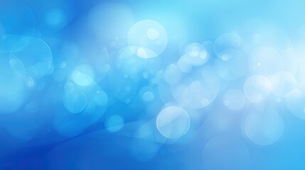 Poster - Abstract blue background with glowing bokeh circles and soft light effects.
