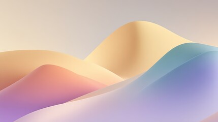 Poster - Abstract smooth pastel colored waves flowing across a soft gradient background.