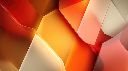 Aufkleber - Abstract geometric background with vibrant orange red and beige shapes and lighting.