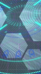 Poster - Animation of shapes and hexagons over grey background