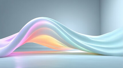 Poster - Abstract colorful flowing waves with neon glow and smooth curves in digital art.