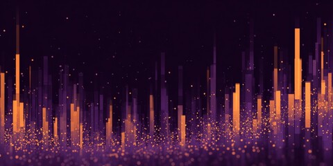 Poster - Vibrant Digital Data Visualization with Vertical Bar Graphs and Bright Lights.
