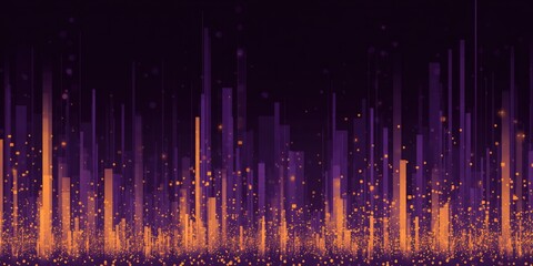 Poster - Vibrant digital data visualization with vertical lines and glowing light effects.