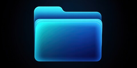 Poster - Vibrant Blue Digital Folder Icon with Glowing Effect for Data Storage and Organization.