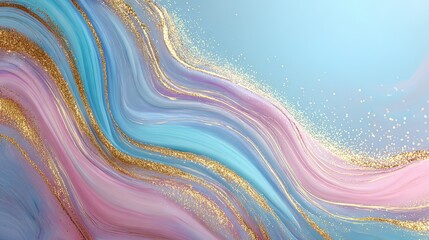 Poster - Colorful marble swirling abstract with gold accents vivid vibrant artistic background.