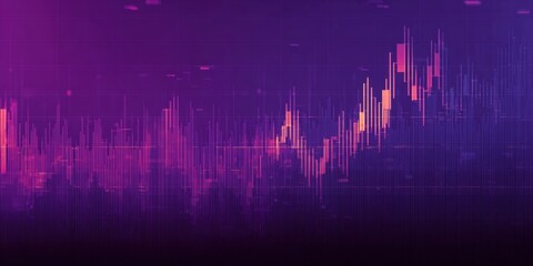 Aufkleber - Vibrant Digital Financial Chart with Pink and Purple Colors Showing Market Trends.