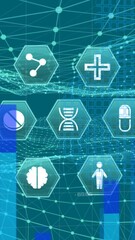 Poster - Animation of network of connections over blue background