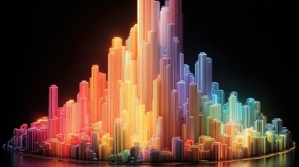 Poster - Vibrant Colorful Abstract Data Visualization With Bright Digital Graphs and Technology Elements.