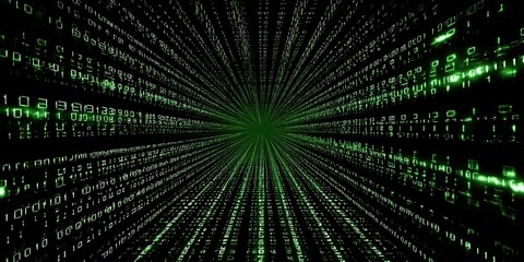 Poster - Extensive Digital Binary Data Stream Illustration Representing Technology and Cyber World.