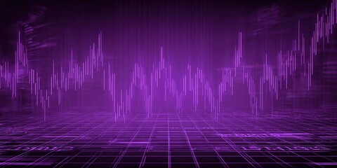Poster - Vibrant Abstract Digital Data Visualization with Dynamic Purple Waveforms.