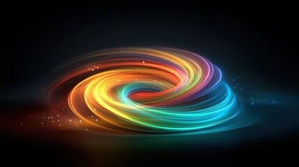 Poster - Vibrant multicolored abstract swirl with glowing streaks and dynamic motion.