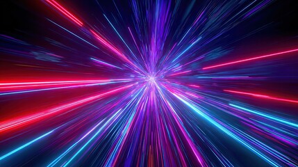 Poster - Dynamic Light Speed Burst with Vibrant Neon Colors and Motion Effect.