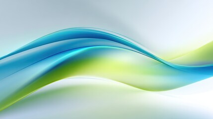 Poster - Abstract flowing wave design with vibrant blue green and white smooth curves.