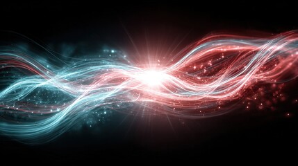 Poster - Dynamic Light Waves and Energy Flow in Abstract Digital Art Visualization.