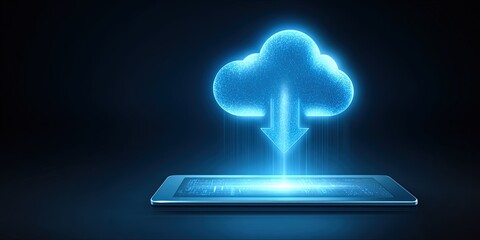 Poster - Digital Cloud Upload Concept Illustration with Technology and Data Storage Theme.