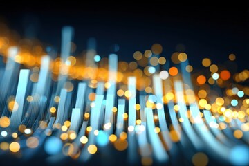 Poster - Vibrant Abstract Data Technology Visualization with Bright Light Effects for Digital Display.