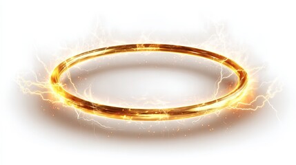 Poster - Futuristic glowing fire ring with electric sparks and electrical energy effects.